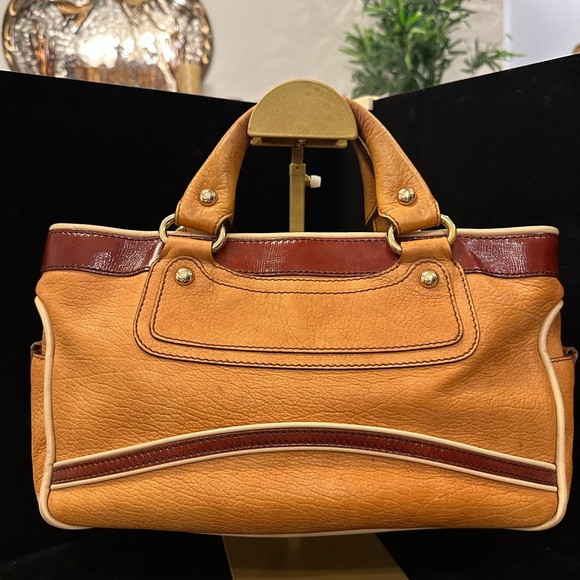 Celine Gorgeous Tan and Red Leather Satchel - Picture 2 of 16